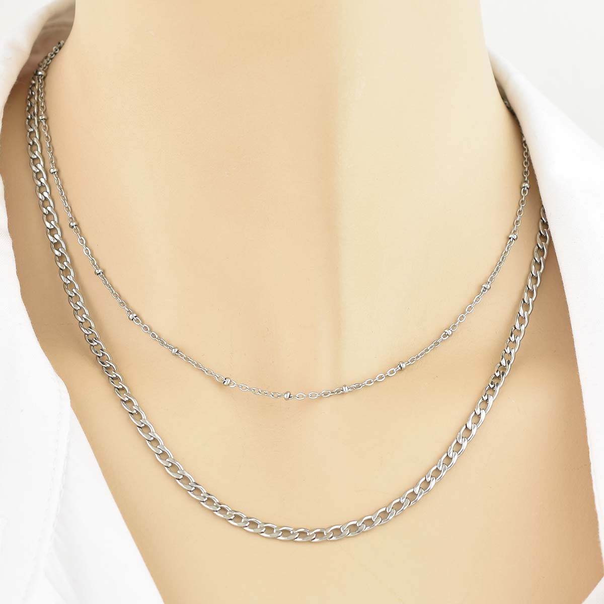 Jacob Chain Silver 4MM Αλυσίδα λαιμού από ανοξείδωτο ατσάλι 316L